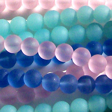 Cultured sea glass 10mm round matte beach ocean seaglass beads 8