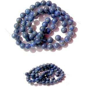 Semi-precious Denim Lapis ~5m round blue genuine natural center-drilled stone - 5 beads
