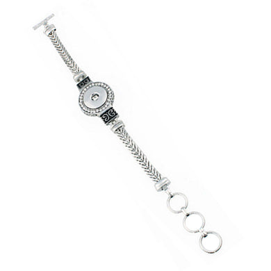 Snap button bracelet base 12mm silver weave metal finding toggle clasp