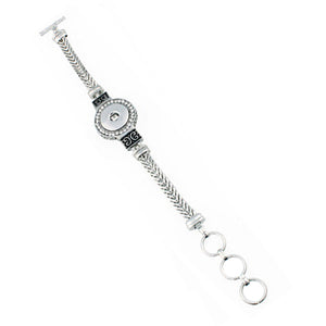 Snap button bracelet base 12mm silver weave metal finding toggle clasp