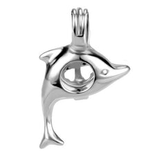 Load image into Gallery viewer, Sterling silver oyster pearl/bead Cage Starfish Butterfly Dolphin Paw pendant - U PICK
