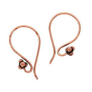Findings: earwires Bali antiqued copper metal beads cluster ear wires - 1 pair