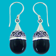 Load image into Gallery viewer, Sterling Silver Earrings Black Agate Hand Soldered dangle french earwires earrings