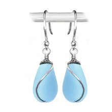 Load image into Gallery viewer, Artisan earrings sterling silver or 14kg-filled Sea Glass 18mm drop bead 25mm dangles - U PICK color
