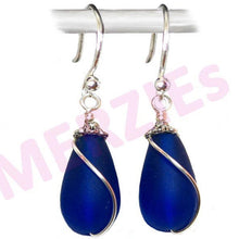Load image into Gallery viewer, Artisan earrings sterling silver or 14kg-filled Sea Glass 18mm drop bead 25mm dangles - U PICK color