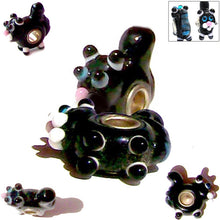 Load image into Gallery viewer, European 1 silver lampwork glass SKUNK flower black blue white  pink spacer charm bead