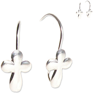 Findings: earwires sterling silver CROSS religious ear wires - 1 pair
