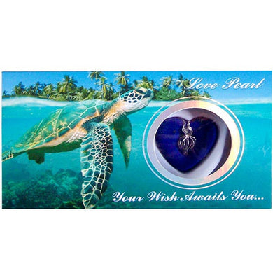 Sterling Silver Love Oyster Pearl Cage Necklace kit, English text: SEA TURTLE seaturtle wish ocean - blue box