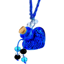 Load image into Gallery viewer, Glass Heart bottle KEEPSAKE cork crystal dangles cord adjustable necklace memory grief hair locks cremation crystals urn ashes perfume oil - U PICK