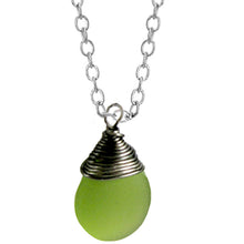 Load image into Gallery viewer, Artisan silver necklace cultured SEA GLASS sterling hand wire-wrapped pendant chain U PICK