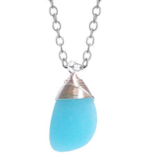 Load image into Gallery viewer, Artisan silver necklace cultured SEA GLASS sterling hand wire-wrapped pendant chain U PICK