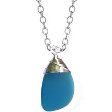 Load image into Gallery viewer, Artisan silver necklace cultured SEA GLASS sterling hand wire-wrapped pendant chain U PICK