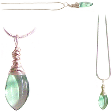Load image into Gallery viewer, Artisan silver necklace Fluorite wire-wrapped drop 14x10mm pendant & chain