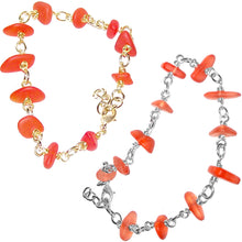 Load image into Gallery viewer, 01 Artisan gold/silver twisted wire links, cultured sea glass small nugget beads bracelet | aka, beach tumbled | Orange