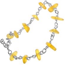 Load image into Gallery viewer, 01 Artisan gold/silver twisted wire links, cultured sea glass small nugget beads bracelet | aka, beach tumbled | Yellow