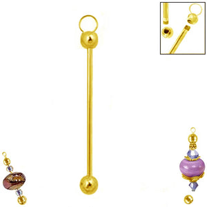 Bead-it beadable gold pendant: diy craft metal, removable end, add-a-bead holder
