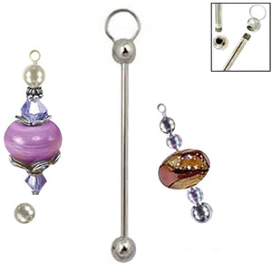 Bead-it beadable silver pendant: diy craft metal, removable end, add-a-bead holder