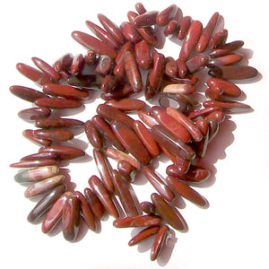 Semi-precious Red River Creek Jasper ~9-26x2-6mm Spikes genuine natural stone - 10 beads