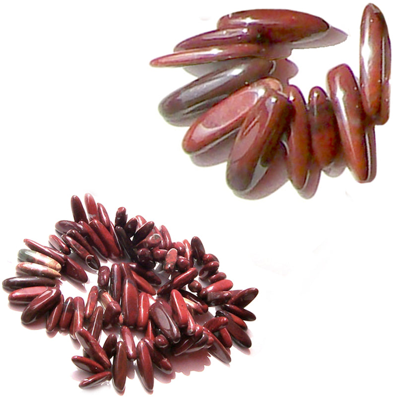 Semi-precious Red River Creek Jasper ~9-26x2-6mm Spikes genuine natural stone - 10 beads
