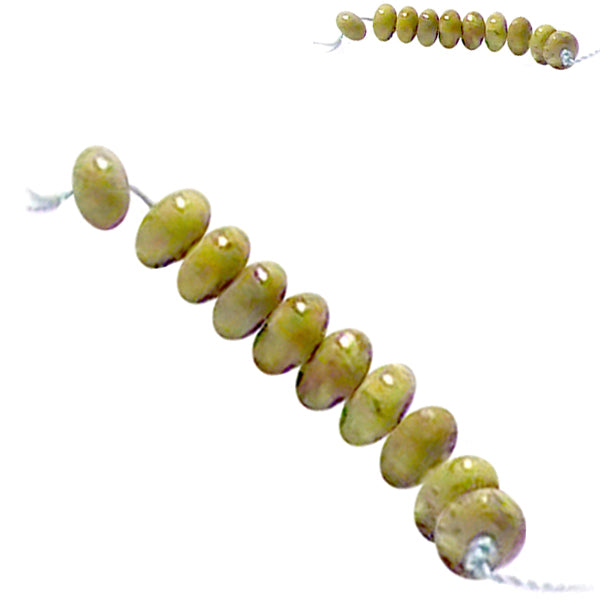 Rare Gaspeite Australian rondelles ~5.9-6.1mm | hand-cut genuine natural green brown stone | set #2 -10 beads