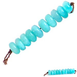 Rare Amazonite Peru rondelle ~7-8mm Blue hand-cut stone - 10 beads