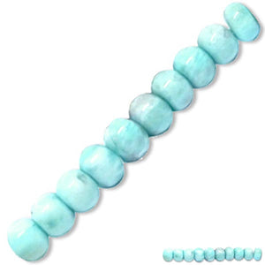 Rare Larimar 10 Dominican Republic ~6mm Caribbean blue white stone rondelle beads