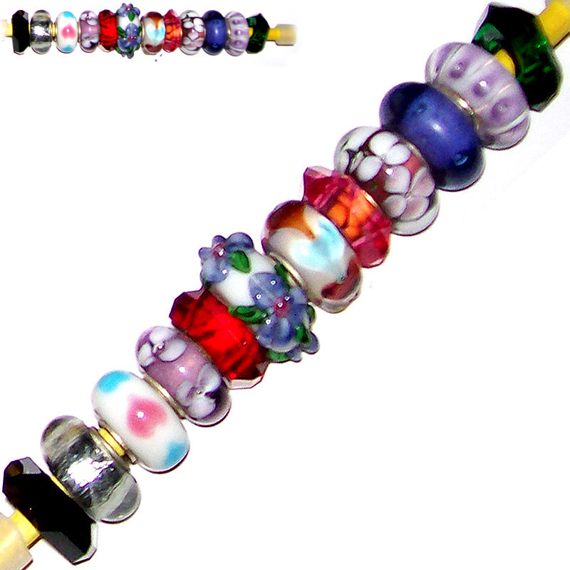 12 European lampwork glass, metal &/or acrylic beads large ~4-5mm big holes | set #2_red2