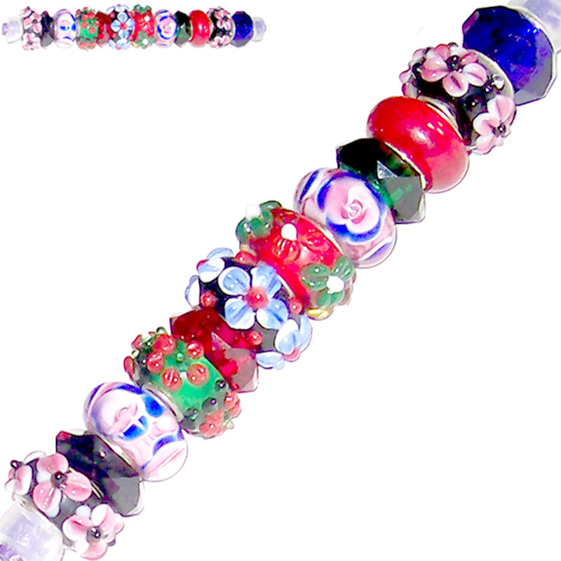 12 European lampwork glass, metal &/or acrylic beads large ~4-5mm big holes | set #30c_red2