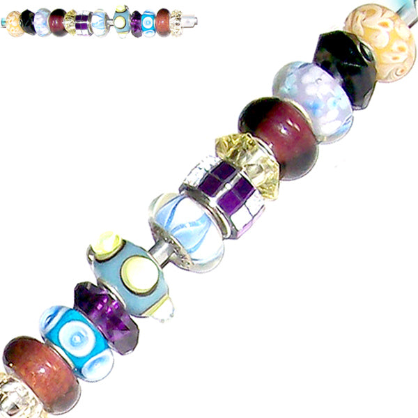 12 European lampwork glass, metal &/or acrylic beads large ~4-5mm big holes | set #30c_blu1