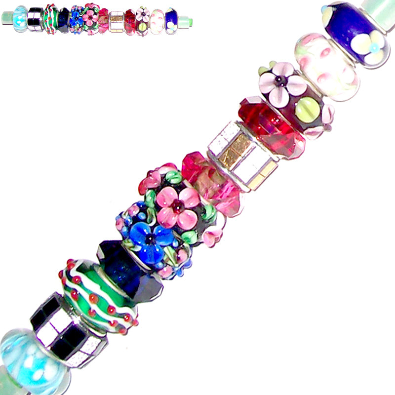 12 European lampwork glass, metal &/or acrylic beads large ~4-5mm big holes | set #30c_mix3
