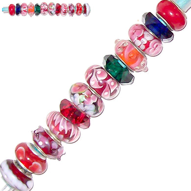 12 European lampwork glass, metal &/or acrylic beads large ~4-5mm big holes - set #3_51a-red2