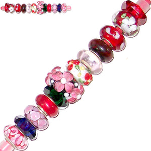 12 European lampwork glass, metal &/or acrylic beads large ~4-5mm big holes - set #3_51a-red5