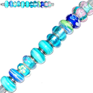 12 European lampwork glass, metal &/or acrylic beads large ~4-5mm big holes | set #25d_blu2