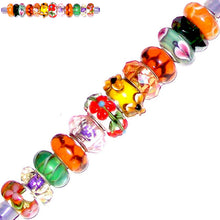 Load image into Gallery viewer, 12 European lampwork glass, metal &amp;/or acrylic beads large ~4-5mm big holes | set #4_25g-grn1