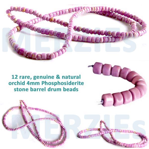 Rare Phosphosiderite Chile heishi drums 3-3.5x2-3mm hand-cut lilac orchid lavender - 12 beads