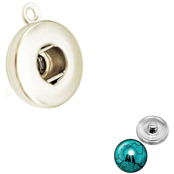 Snap button base 12mm round silver metal finding single loops