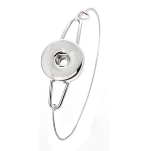 Snap button bangle bracelet base metal 18mm round silver blank finding