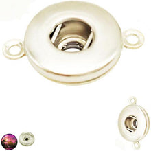 Load image into Gallery viewer, Snap button base 18mm round silver metal finding double loops