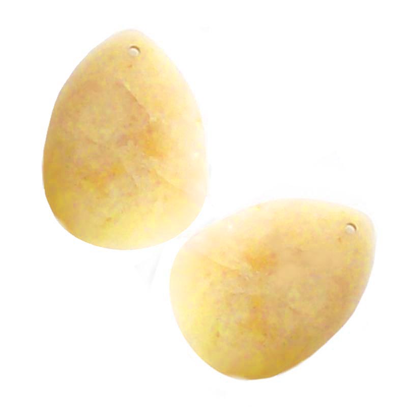 Semi-precious Focal Yellow Jasper 40x30mm teardrop pendant bead