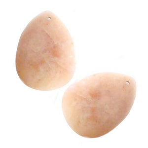 Semi-precious Focal Peach Jasper 40x30mm teardrop pendant bead