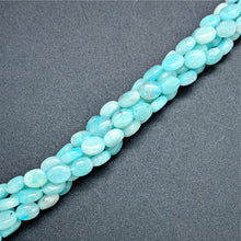 Load image into Gallery viewer, Rare Amazonite Peru oval 9x6mm Blue hand-cut smooth stone - 5 beads
