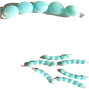 Rare Amazonite Peru oval 9x6mm Blue hand-cut smooth stone - 5 beads