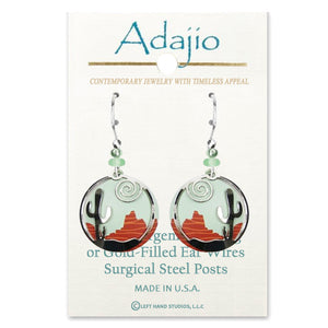 Artisan earrings ADAJIO sterling layered CACTUS desert silver Southwest handmade