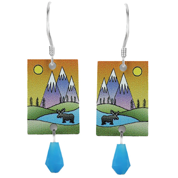 Artisan earrings LEMON TREE sterling mountains moose pond dangles