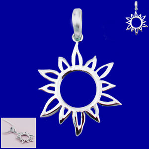 Sterling Silver Pendant Sun Burst Thailand smooth charm hallmarked