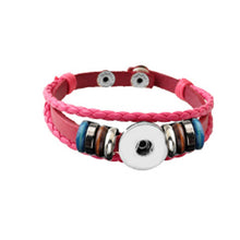 Load image into Gallery viewer, Snap button bracelet base 18mm round PU Leather silver finding U PICK color