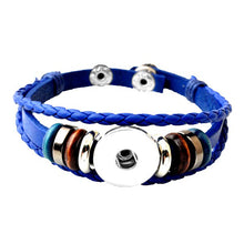 Load image into Gallery viewer, Snap button bracelet base 18mm round PU Leather silver finding U PICK color