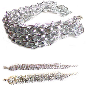 Fashion bracelet ~4-1/2 x 3/8" of crystals beads ~2-1/4" silver metal links lobster clasp plus 1-1/2" extender
