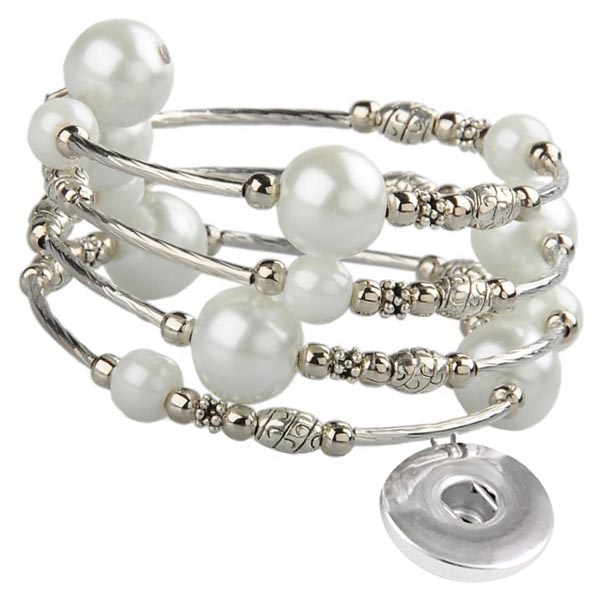 Chunky Pearl Bracelet--Wire Wrapped White Pearls