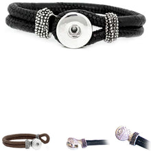Load image into Gallery viewer, Snap button bracelet base 18mm round PU Leather silver finding U PICK color
